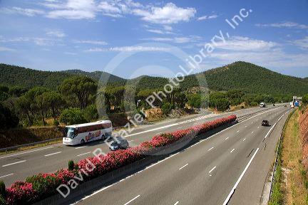 Vehicles travel on the A8 autoroute, La Provencale, in Southern France.
