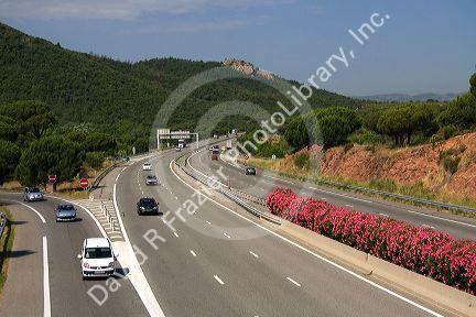 Vehicles travel on the A8 autoroute, La Provencale, in Southern France.