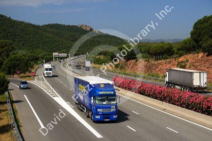 Vehicles travel on the A8 autoroute, La Provencale, in Southern France.
