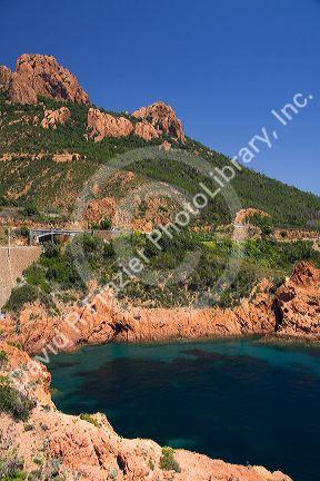 Coastal view of the Mediterranean Sea near Frejus in Southern France.