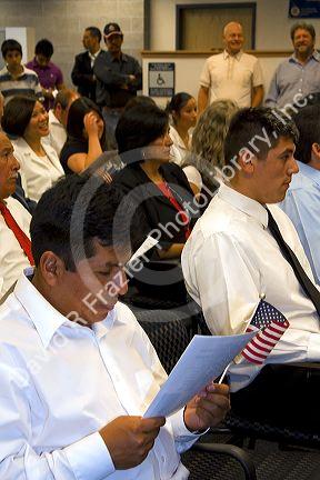 New United States citizens attend a citizenship ceremony in Idaho, USA.