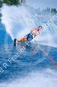 Male waterskier on Coeur d' Alene Lake, Idaho.