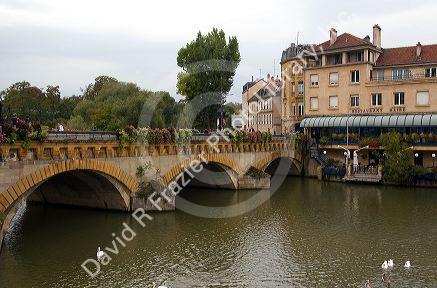 Bridge crossing a canal in Metz, France.