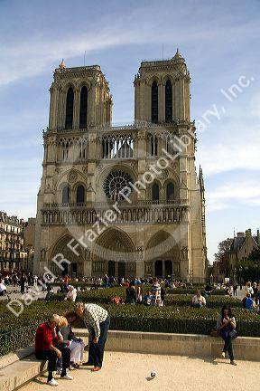 The western facade of the Notre Dame de Paris, France.