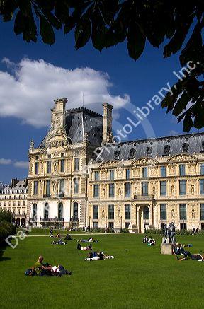 Visitors at the Tuileries Garden near the Lourve in Paris, France.