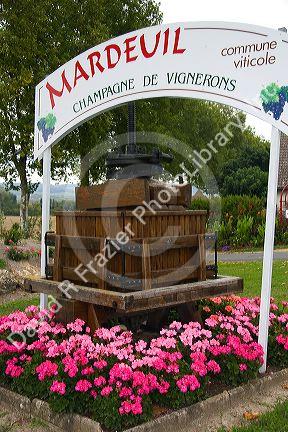 Old basket wine press at Mardeuil in the Champagne province of northeast France.