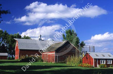 Red barn on a farm near Alton, Iowa.