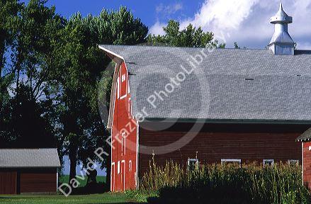Red barn on a farm near Alton, Iowa.