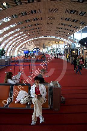 Interior of terminal E in the Paris-Charles de Gaulle Airport, Paris, France.