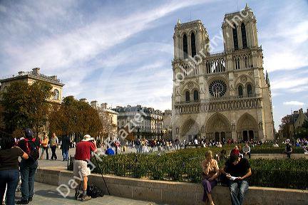 The western facade of the Notre Dame de Paris, France.