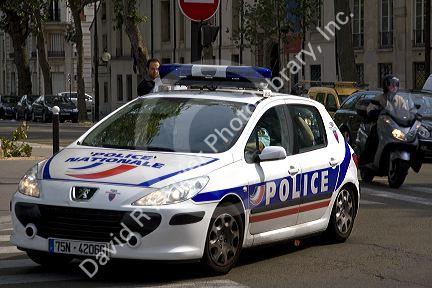 French National Police car in Paris, France.