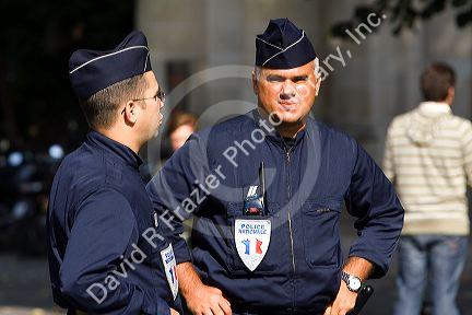 French National Police officers in Paris, France.