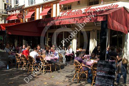 Sidewalk cafes near Les Halles in Paris, France.