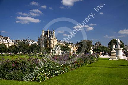 Visitors at the Tuileries Garden near the Lourve in Paris, France.