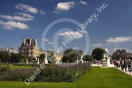 Visitors at the Tuileries Garden near the Lourve in Paris, France.