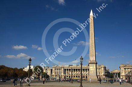 The Obelisk of Luxor located in the Place de la Concorde in Paris, France.