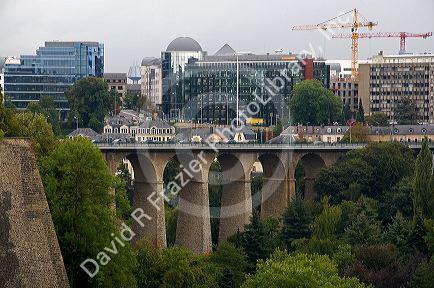 The Passerelle viaduct in Luxembourg City, Luxembourg.