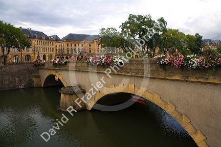 Bridge crossing a canal in Metz, France.