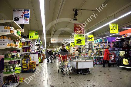 Interior of a grocery store in Nancy, Lorraine, France.