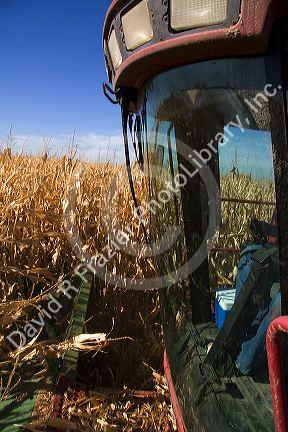 Combine corn harvester with computer and GPS in Ada County, Idaho.