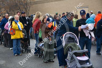 People wait in line for the H1N1 influenza vaccine in Boise, Idaho.
