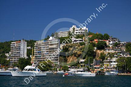 Cliffside housing along the bay at Acapulco, Guerrero, Mexico.