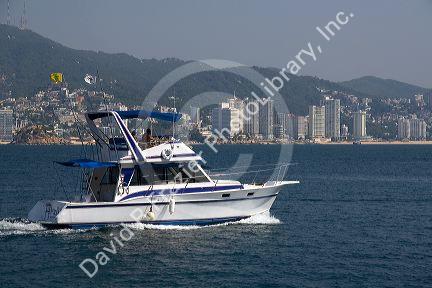 Pleasure boat in Acapulco Bay, Acapulco, Guerrero, Mexico.