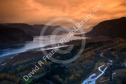 A fall day on the Columbia River Gorge in the Pacific Northwest east of Portland, Oregon, USA.