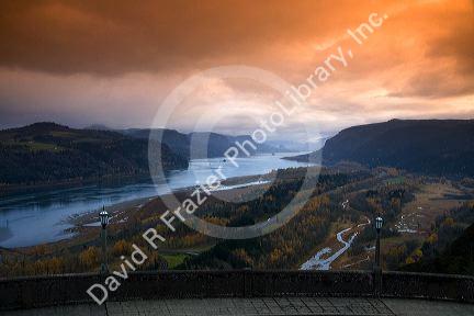 A fall day on the Columbia River Gorge in the Pacific Northwest east of Portland, Oregon, USA.