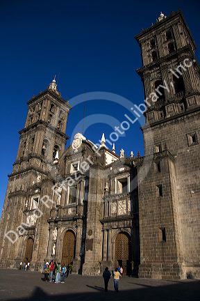 The Puebla Cathedral in the city of Puebla, Puebla, Mexico.