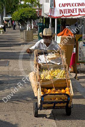 Street vendor selling fruit in Acapulco, Guerrero, Mexico.
