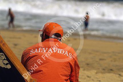 Lifeguard on the beach at Vina del Mar, Chile.