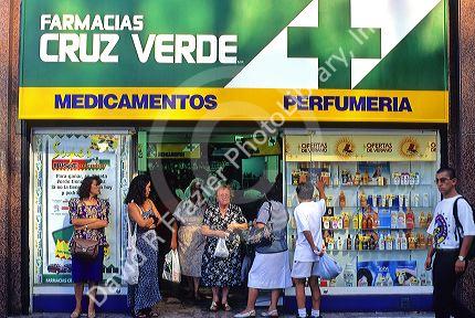 Pharmacy store front in Santiago, Chile.