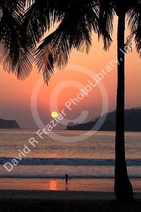 Sunset on pacific ocean at Playa Carrillo near Samara, Costa Rica.