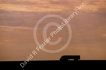 Truck traveling on Interstate 70 west of Limon, Colorado.