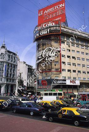 Traffic on Avenida 9 Julio, Buenos Aires, Argentina.