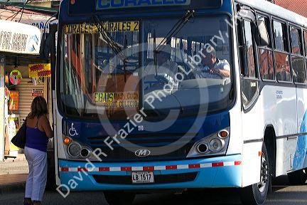 Public transportation bus in Limon, Costa Rica.