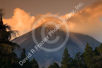 Arenal Volcano at sunset near La Fortuna, San Carlos, Costa Rica.