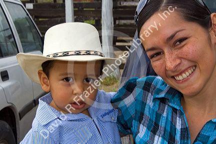Costa Rican mother and son on a ranch at Liberia, Costa Rica. MR