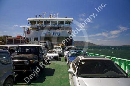 A car ferry traveling on the Gulf of Nicoya from Playa Naranjo to Puntarenas, Costa Rica.