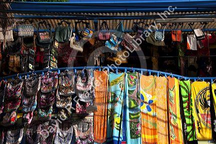 Bags and beach towels being sold in the Manuel Antonio National Park in Puntarenas province, Costa Rica.