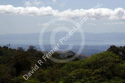 View of Nicoya Bay and Peninsula from Cloud Forest of Monteverde, Costa Rica.