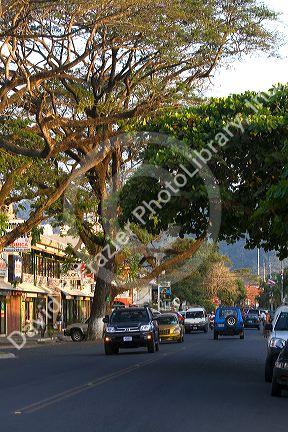 Street scene in the town of Jaco, Costa Rica.
