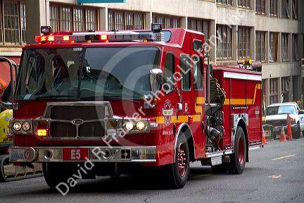 Fire engine in Seattle, Washington, USA.