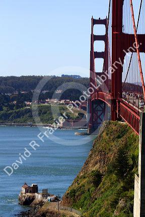 View of the Golden Gate Bridge from the north side in the San Francisco Bay area, California, USA.