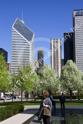 Tourists visiting Millennium Park in Chicago, Illinois, USA.