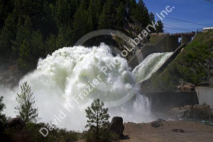 High water during spring runoff at Cascade Dam and the North Fork of the Payette River, Idaho, USA.