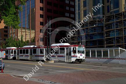 The TRAX light rail system in Salt Lake City, Utah, USA.