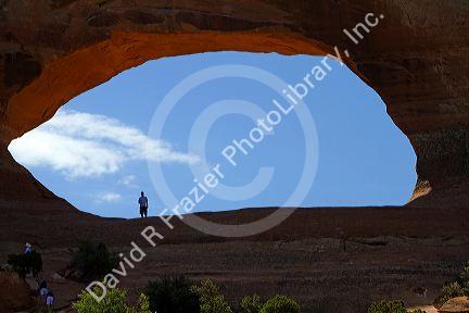 Wilson Arch is a natural sandstone arch along U.S. Route 191 near Moab, Utah, USA.