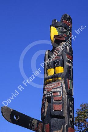 A totem pole In Vancouver, Canada.